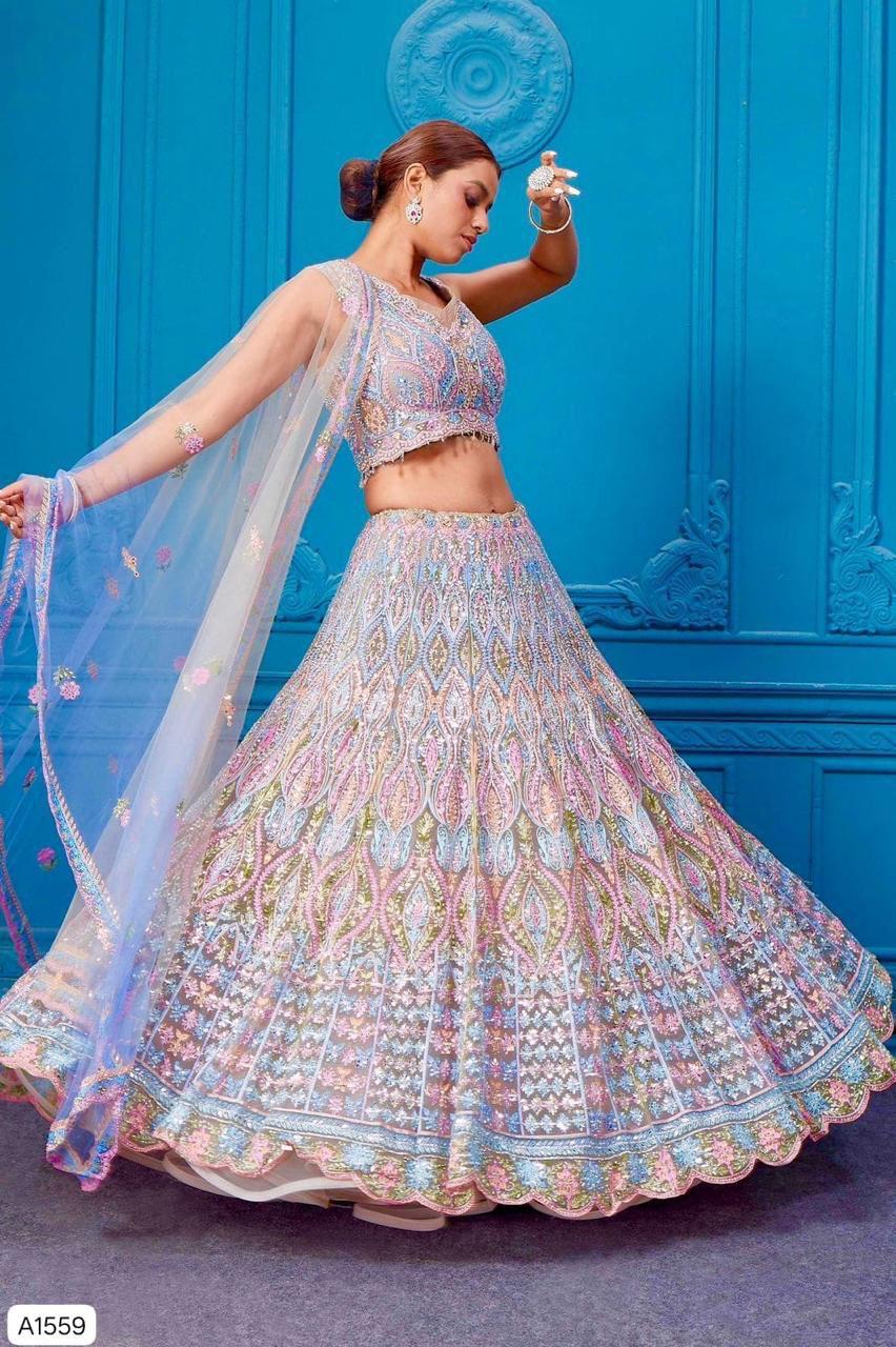 Multicolor heavy embroidered lehenga