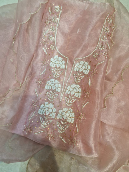 Purple White Organza
