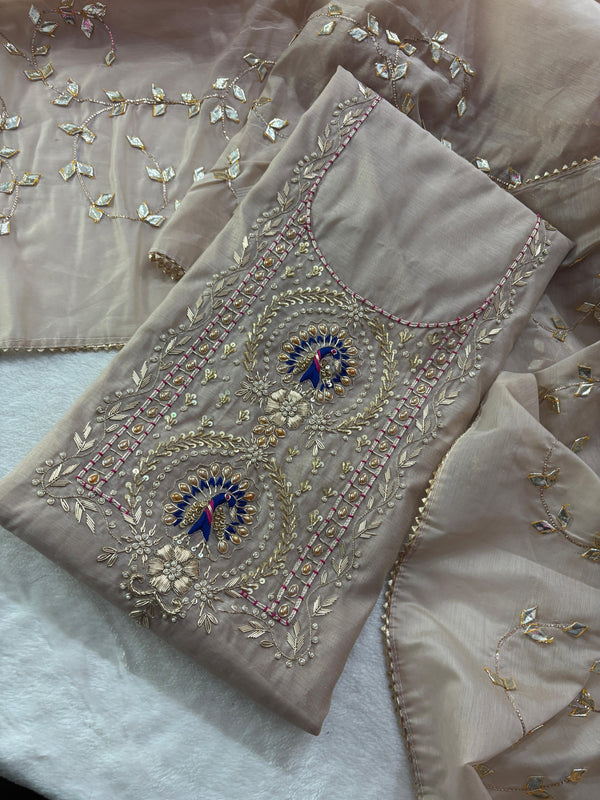 Organza Peacock unstitched set