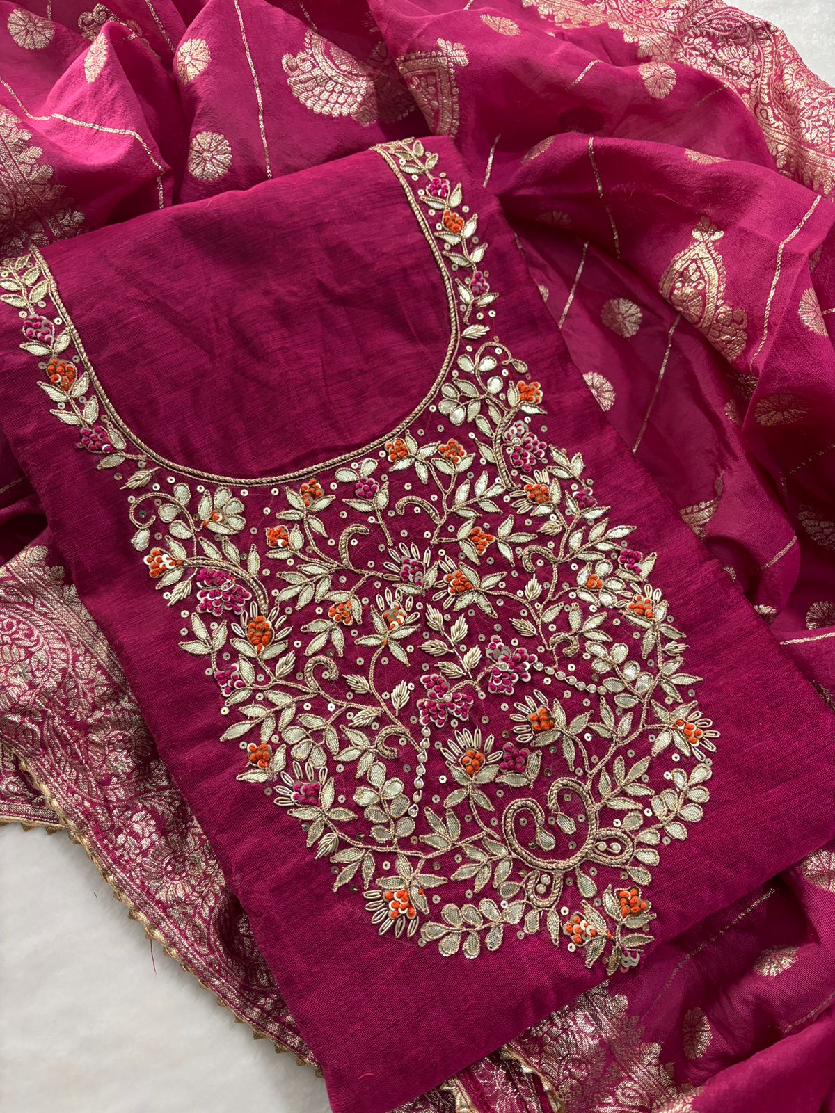 Chanderi Silk with handwork