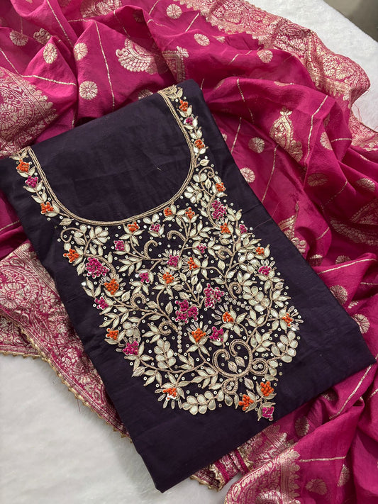 Chanderi Silk with handwork