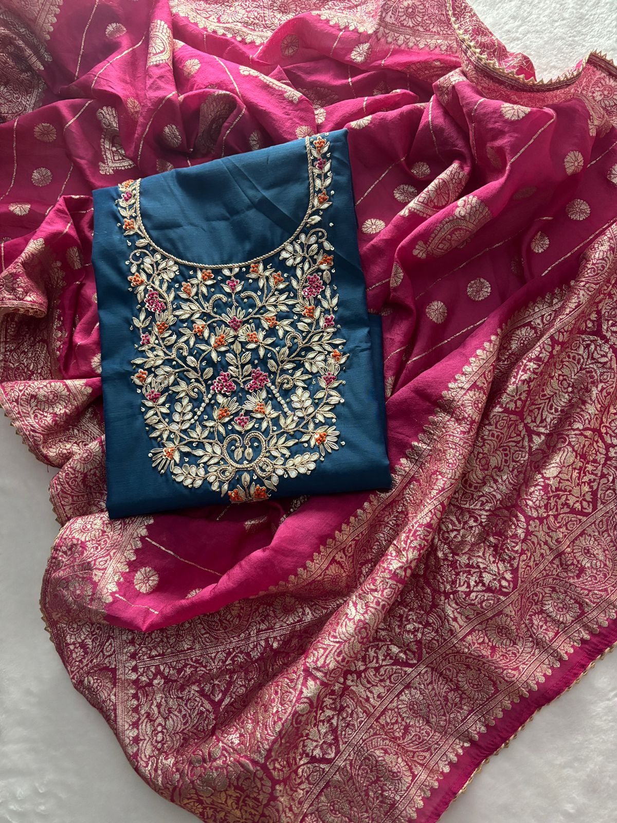 Chanderi Silk with handwork