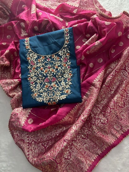 Chanderi Silk with handwork
