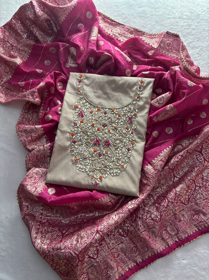 Chanderi Silk with handwork