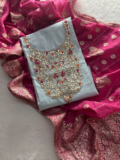 Chanderi Silk with handwork
