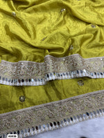 Yellow saree with Mirror work