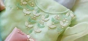 Organza pearl multi unstitched suit set