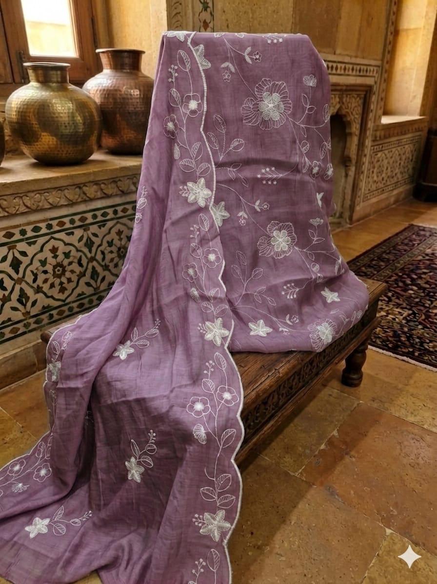 Mul Chanderi with Cut Work Dupatta