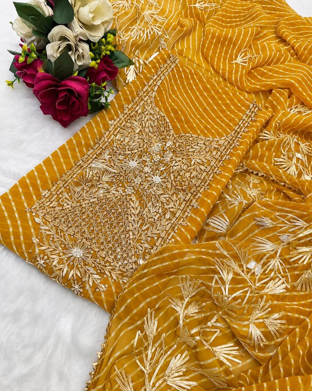 Georgette heavy jardoz work kurta Georgette heavy gotta work duppata