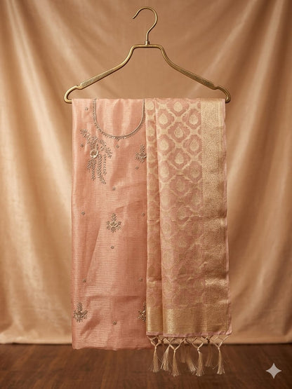 Banarasi silk heavy Jardoz work kurta with banrasi duppata set