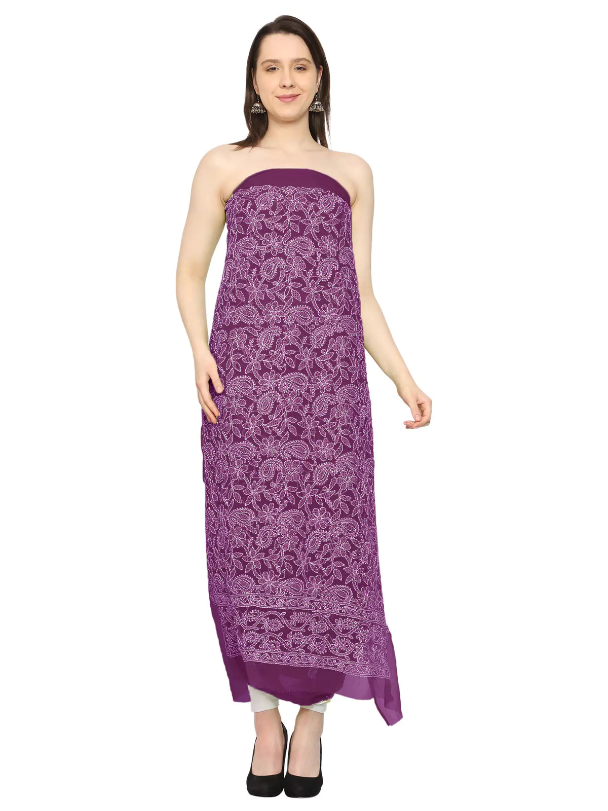 Georgette Front Jaal Unstitched Dress Material for Kurta, Bottom & Dupatta