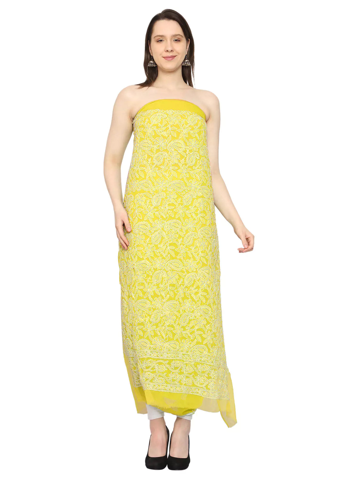 Georgette Front Jaal Unstitched Dress Material for Kurta, Bottom & Dupatta