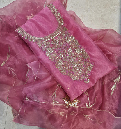 Pink Purple White Organza