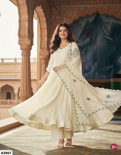 White Silk Anarkali Suit Set