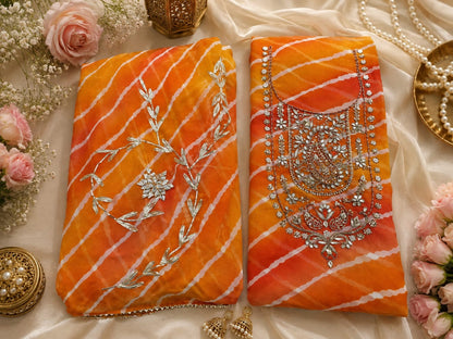 Georgette heavy jardoz work kurta with Georgette gotta work dupatta