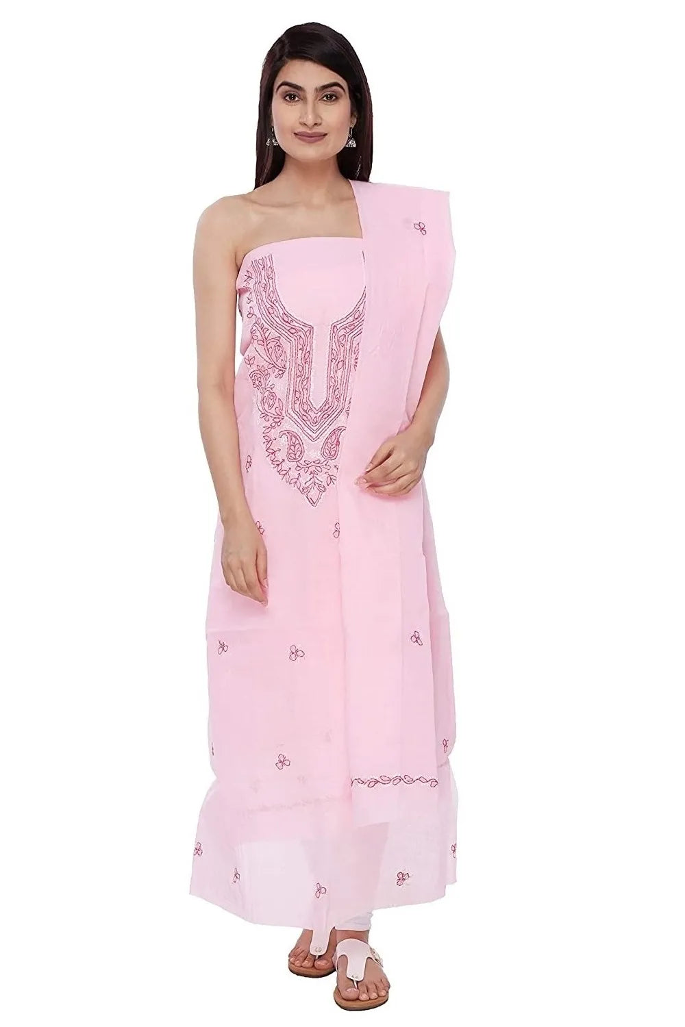 Chikankari Galabooti Cotton Unstitched Dress Material