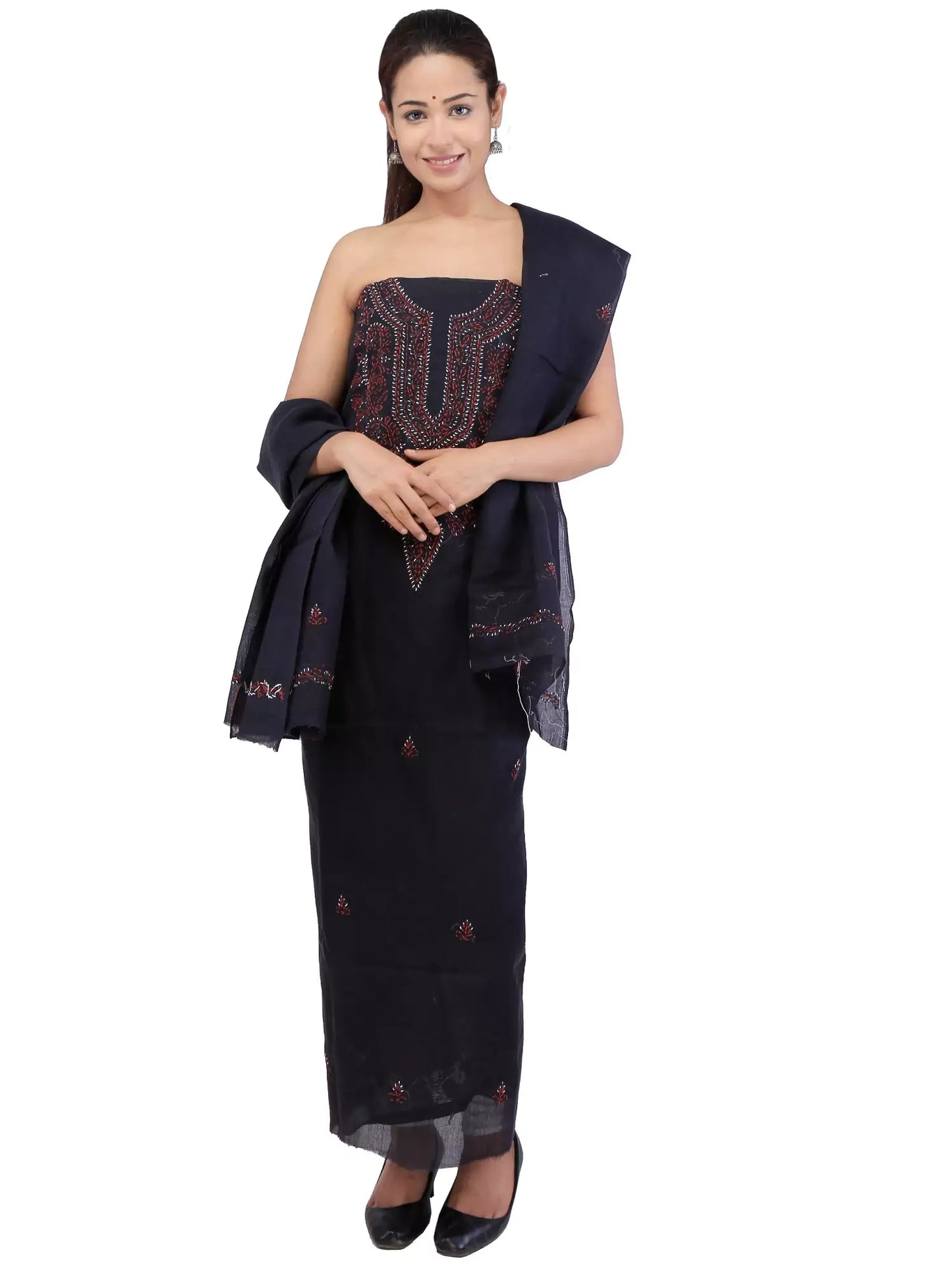 Chikankari Galabooti Cotton Unstitched Dress Material