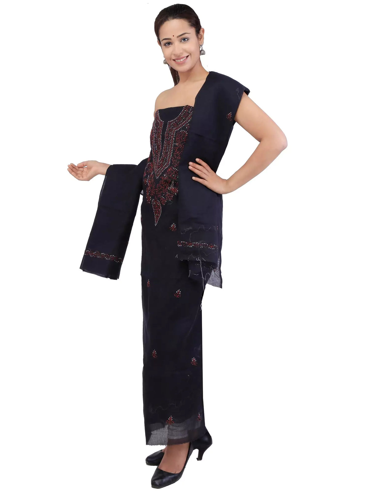 Chikankari Galabooti Cotton Unstitched Dress Material