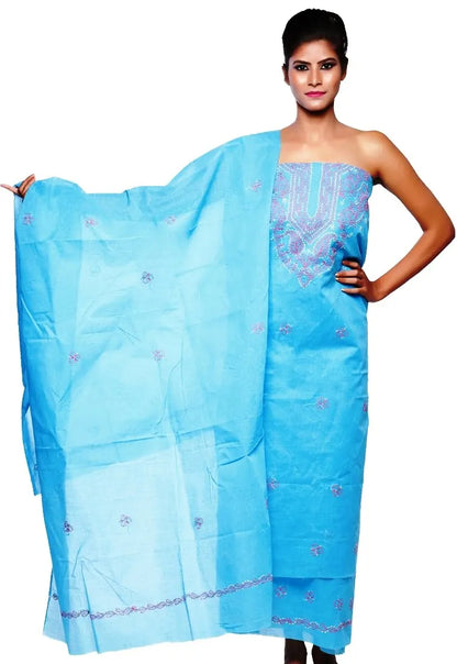 Chikankari Galabooti Cotton Unstitched Dress Material