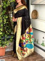 Black Paithani with latkan lace