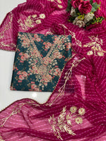 manipuri silk handwork unstitched suit set