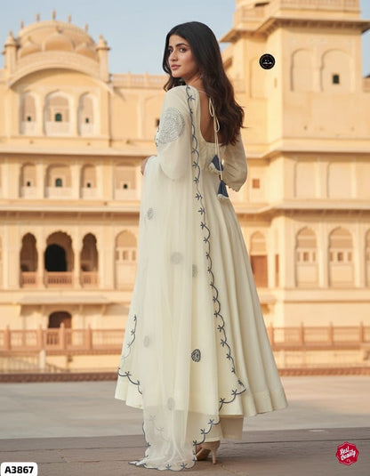 White Silk Anarkali Suit Set