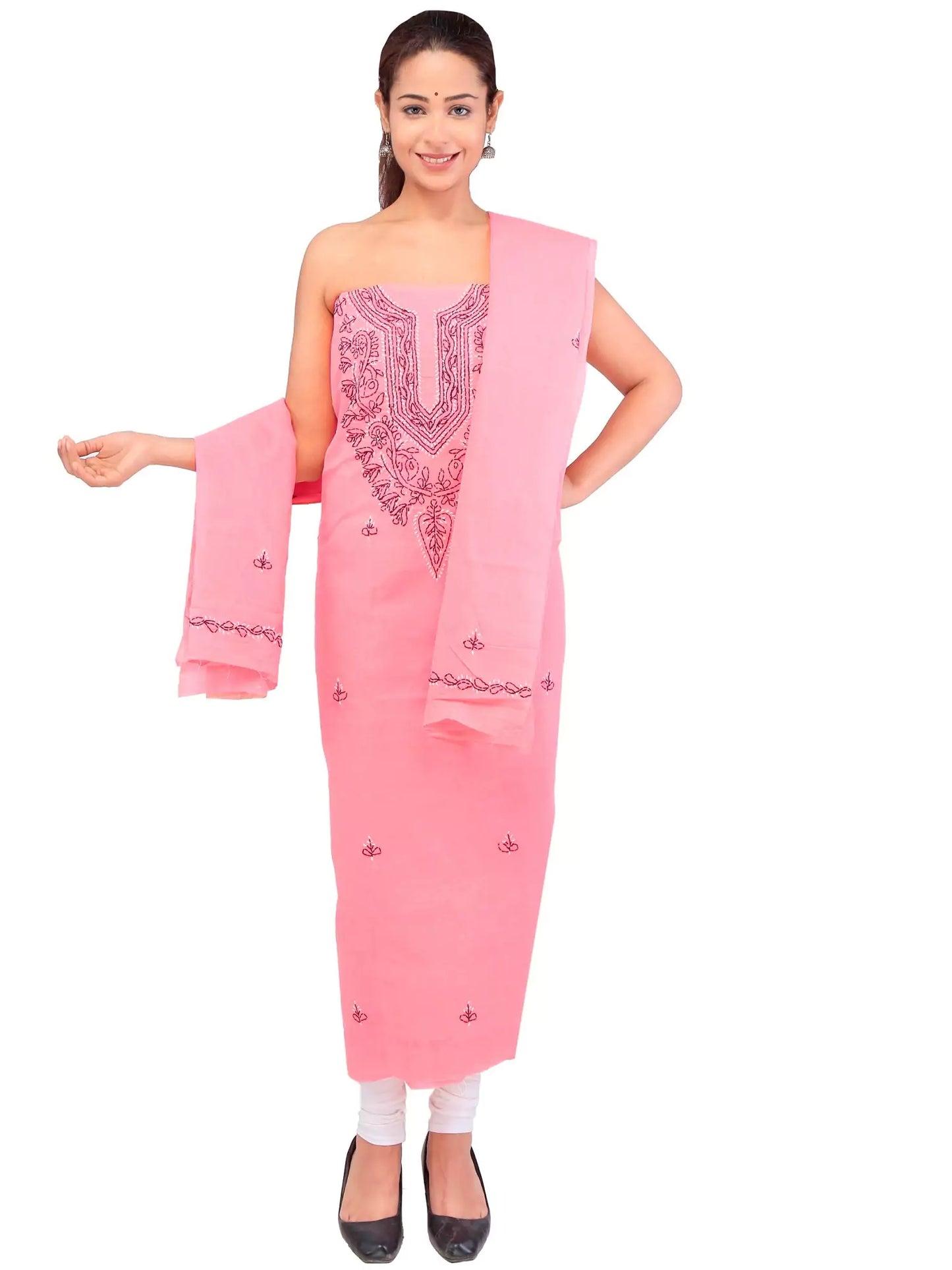 Chikankari Galabooti Cotton Unstitched Dress Material