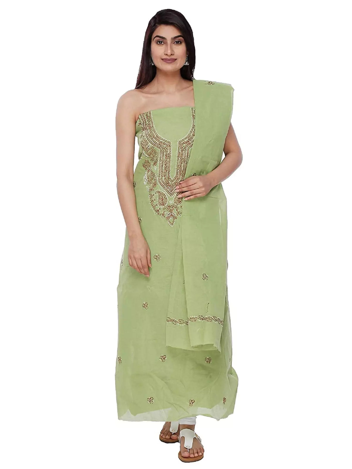 Chikankari Galabooti Cotton Unstitched Dress Material