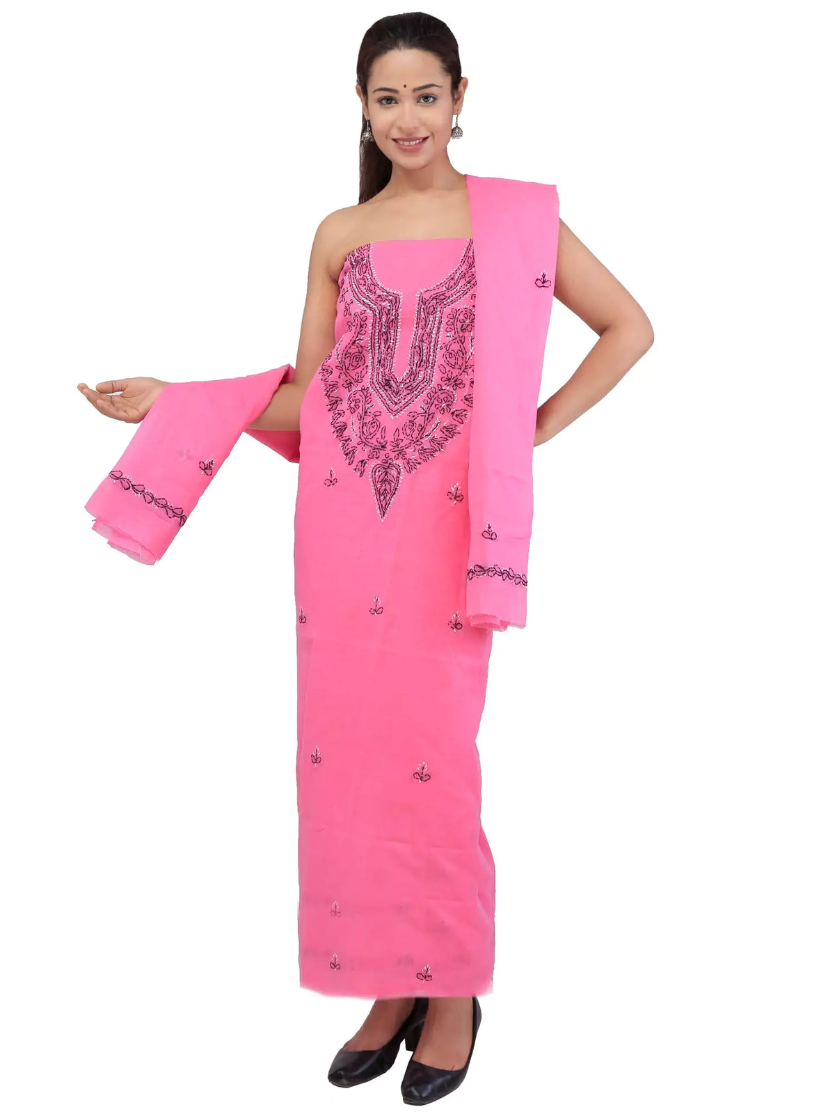 Chikankari Galabooti Cotton Unstitched Dress Material