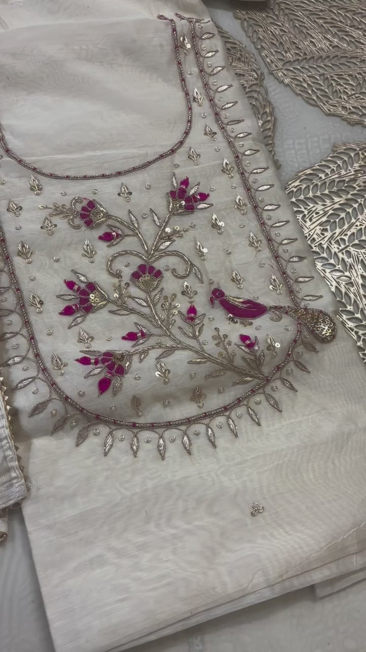 Chanderi Silk Unstitched Suit Set