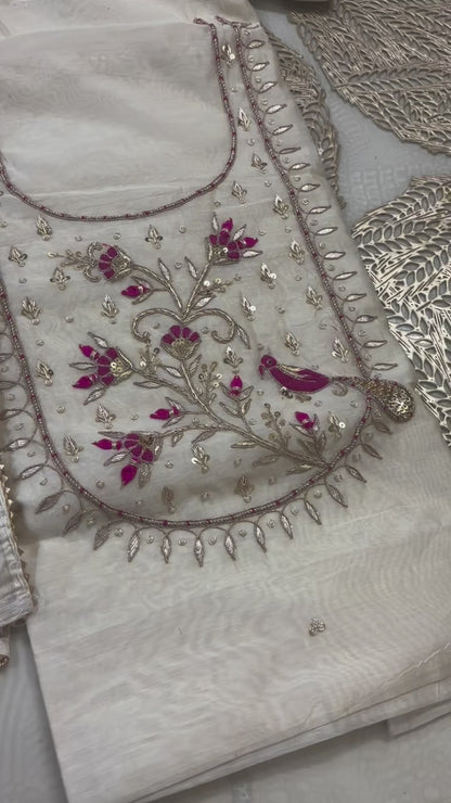 Chanderi Silk Unstitched Suit Set