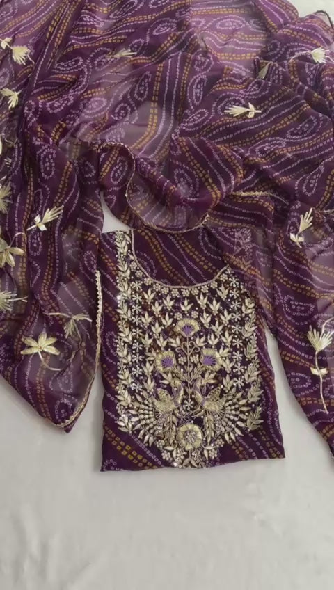 Georgette unstitched suit set with beautiful zardogi