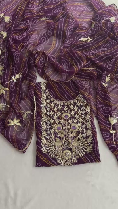 Georgette unstitched suit set with beautiful zardogi