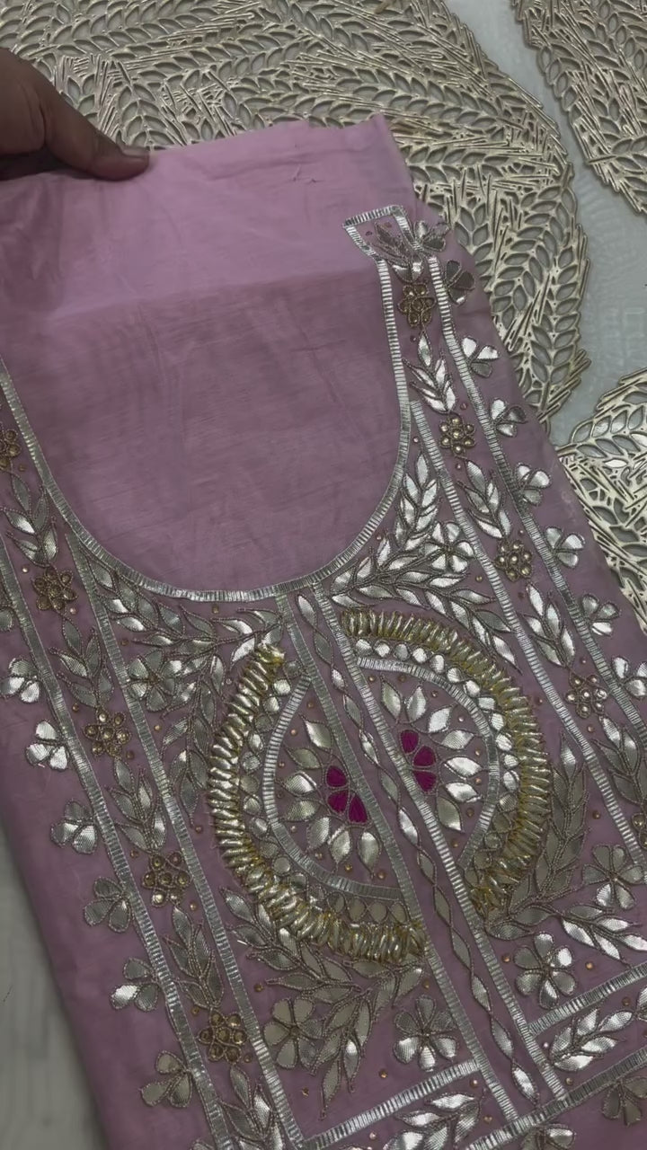 Pink Chanderi kurta with gota patti work