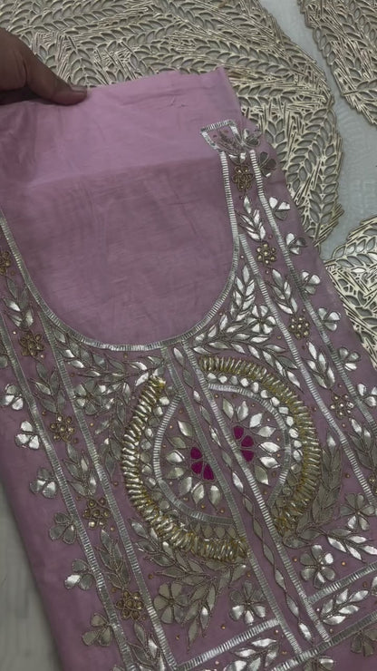 Pink Chanderi kurta with gota patti work