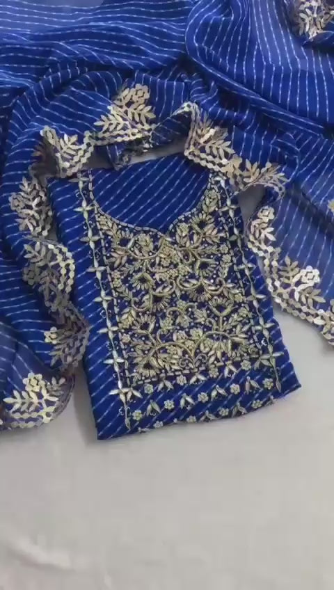Georgette unstitched suit set with beautiful zardogi