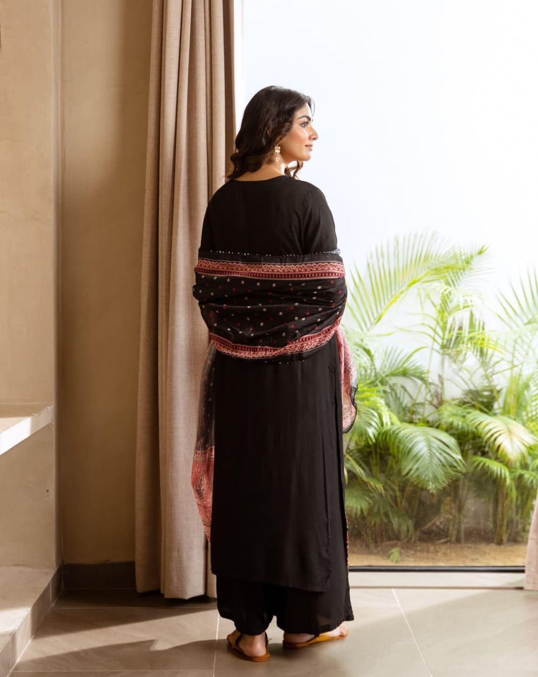 Kurta Pants German reyon with rust yoke