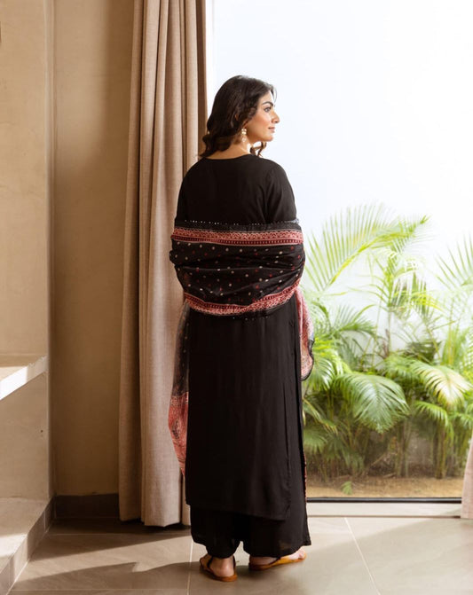 Kurta Pants German reyon with rust yoke